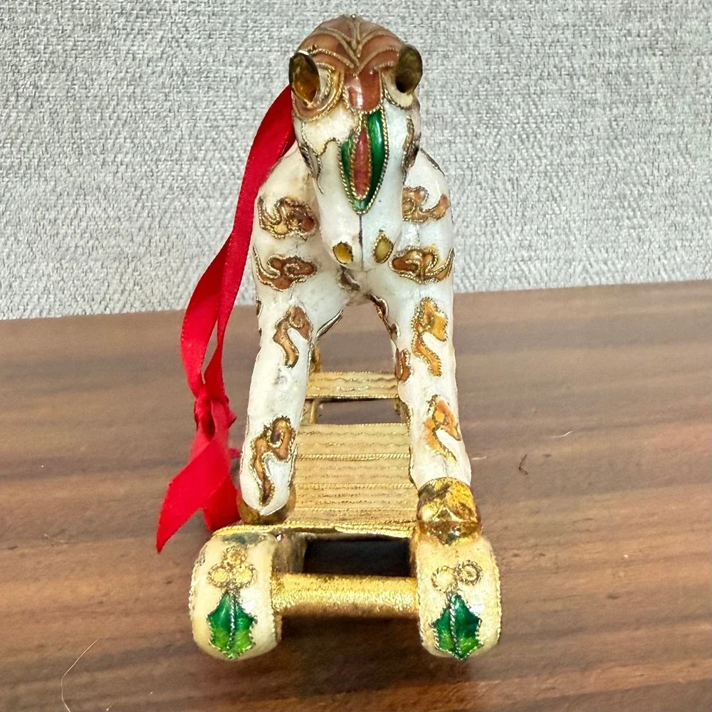 Vintage‎ 2003 Cloisonne Rocking Horse Christmas Ornament Classic Victorian Style
